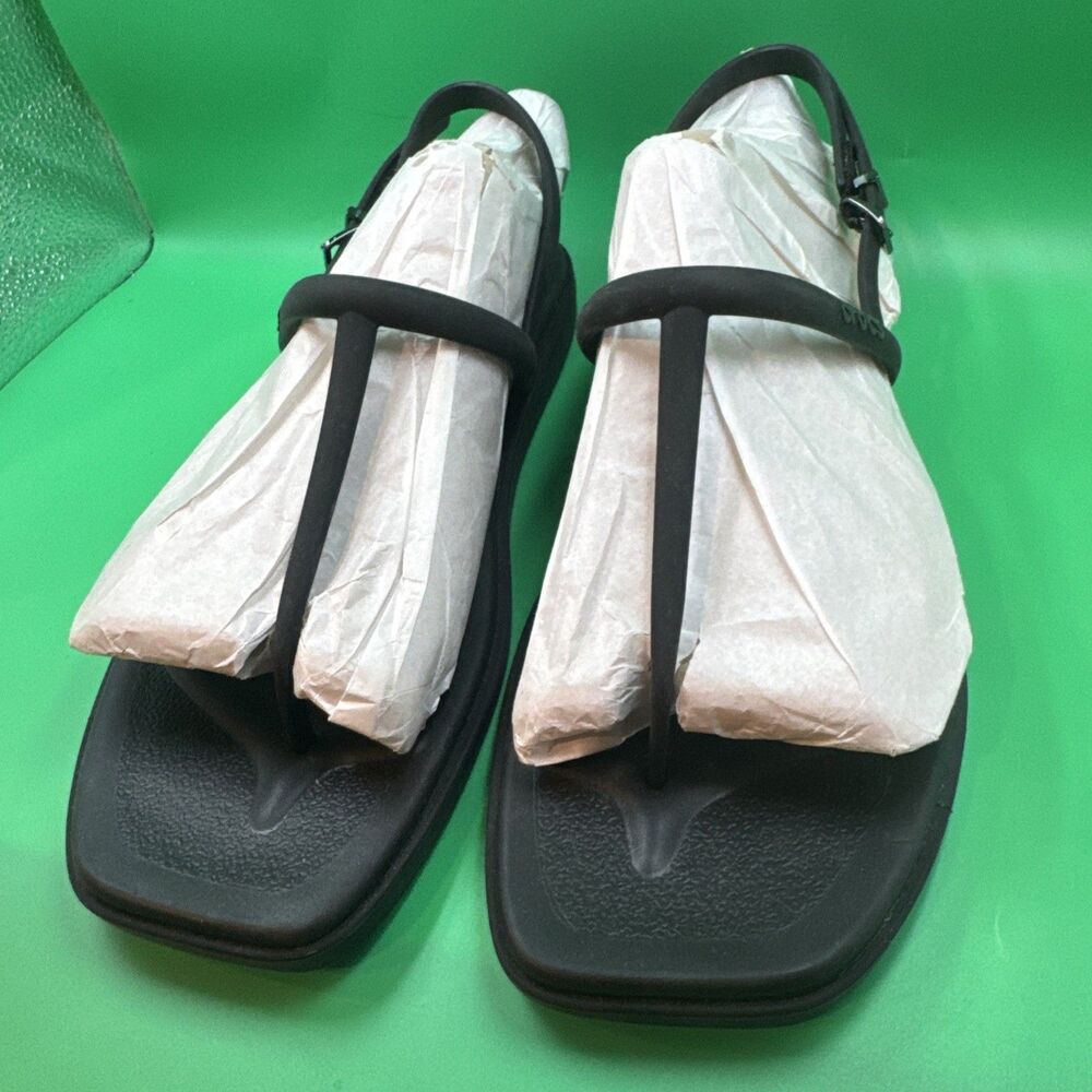 Crocs Miami Thong Flip Flops Womens Size 10 Black Sandals Adjustable Strap NEW - Picture 3 of 5